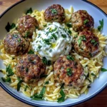 Boulettes Grecques & Orzo Citronné avec Crème de Feta