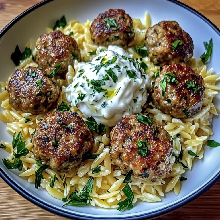 Boulettes Grecques & Orzo Citronné avec Crème de Feta