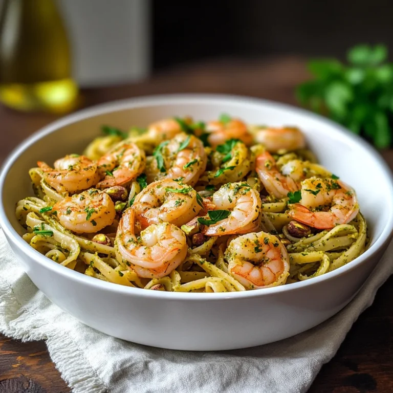 Pasta con gamberi e pistacchio