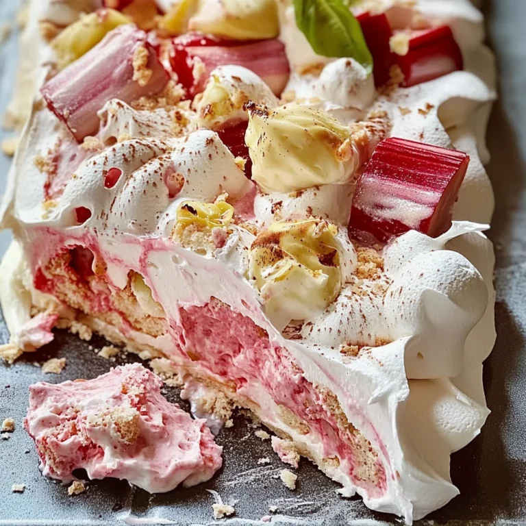 Pavlova roulée rhubarbe mascarpone