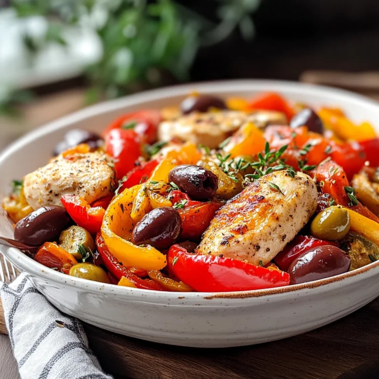 Pollo con peperoni e olive