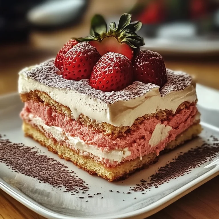 Tiramisu à la fraise avec biscuits roses de Reims