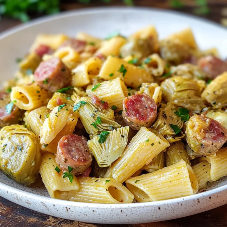 Pasta con carciofi e salsiccia